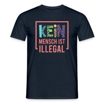 Kein Mensch ist illegal - Männer T-Shirt - Navy - Vorne - AI Model Male 178 light (178cm)