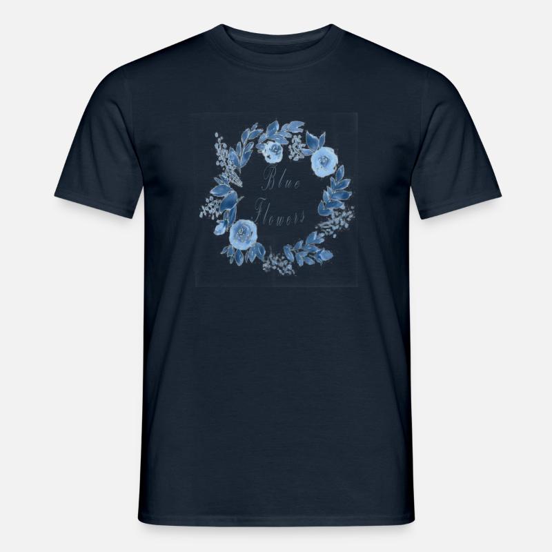BLAUE BLUMEN - Männer T-Shirt - Navy