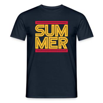 Rote Balken Summer Design Logo Palmen Text Wasser - Männer T-Shirt - Navy - Vorne - AI Model Male 178 light (178cm)