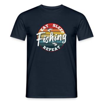 Eat Sleep Fishing Repeat - Men's T-Shirt - navy - Front - AI Model Male 178 light (178cm)