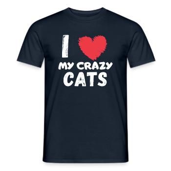 I Love my Cats I love my crazy cats - Men's T-Shirt - navy - Front - AI Model Male 178 light (178cm)