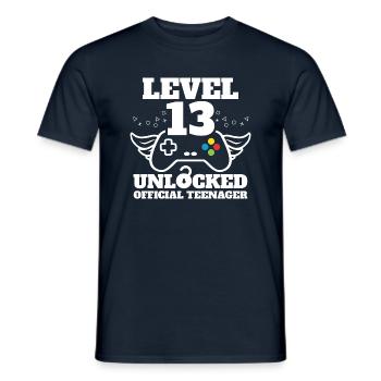 Offizielle Teenager Geburtstag Level 13 entsperrt - Männer T-Shirt - Navy - Vorne - AI Model Male 178 light (178cm)