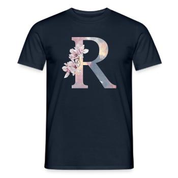 Lettre R - T-shirt homme - marine - Devant - AI Model Male 178 light (178cm)