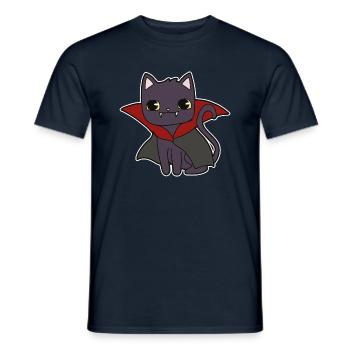 Vampire chat - T-shirt homme - marine - Devant - AI Model Male 178 light (178cm)