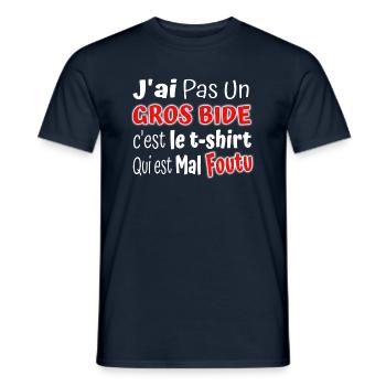 J'ai Pas Un Gros Bide - T-shirt Humour Gros Ventre - T-shirt homme - marine - Devant - AI Model Male 178 light (178cm)