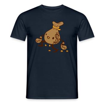 Glücklicher gehender Geldsack Comic - Männer T-Shirt - Navy - Vorne - AI Model Male 178 light (178cm)