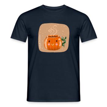 Tasse Kürbis - Männer T-Shirt - Navy - Vorne - AI Model Male 178 light (178cm)