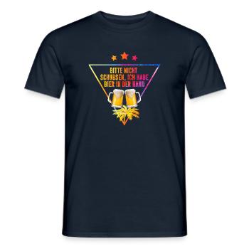 Bitte nicht schubsen ich habe Bier in der Hand - Männer T-Shirt - Navy - Vorne - AI Model Male 178 light (178cm)