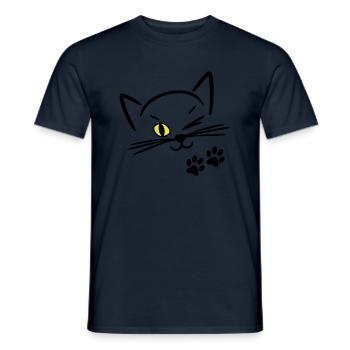 süße Katze, zwinkernd / Augenzwinkernd - Männer T-Shirt - Navy - Vorne - AI Model Male 178 light (178cm)