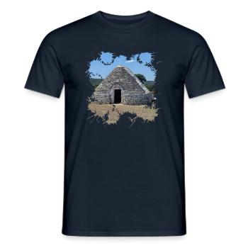 The white trulli houses in Alberobello - Men's T-Shirt - navy - Front - AI Model Male 178 light (178cm)