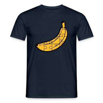 puzzle banana fruit food hunger delicious love muste - Men's T-Shirt - navy - Front - AI Model Male 178 light (178cm)