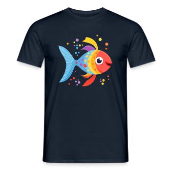 Beautiful colorful fish swimming in the sea - Men's T-Shirt - navy - Front - AI Model Male 178 light (178cm)