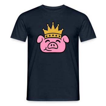Schwein König Kopf Königin Krone Prinz Prinzessin - Männer T-Shirt - Navy - Vorne - AI Model Male 178 light (178cm)
