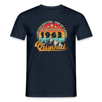 Vintage Born 1963 Birthday Gift. - Men's T-Shirt - navy - Front - AI Model Male 178 light (178cm)