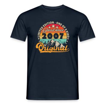 Vintage Born 2007 Birthday Gift. - Men's T-Shirt - navy - Front - AI Model Male 178 light (178cm)