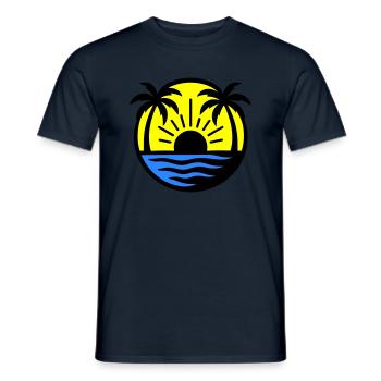 Palmen Strand Sonnenuntergang - Männer T-Shirt - Navy - Vorne - AI Model Male 178 light (178cm)