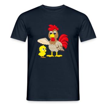 Comic Design Huhn mit Küken - Männer T-Shirt - Navy - Vorne - AI Model Male 178 light (178cm)