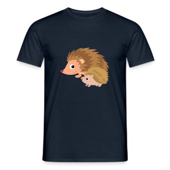 Hedgehog with hedgehog baby - Men's T-Shirt - navy - Front - AI Model Male 178 light (178cm)