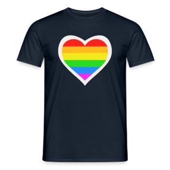 LGBT Queer Rainbow Heart - Men's T-Shirt - navy - Front - AI Model Male 178 light (178cm)