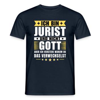 Ich bin Jurist und nicht Gott - Männer T-Shirt - Navy - Vorne - AI Model Male 178 light (178cm)