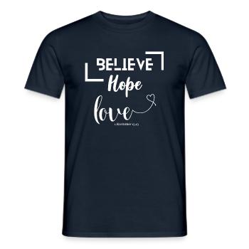 "Stärke im Geist: Glaube, Hoffnung, Liebe - Männer T-Shirt - Navy - Vorne - AI Model Male 178 light (178cm)