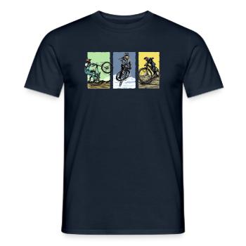 Downhill MTB Tricolor - Men's T-Shirt - navy - Front - AI Model Male 178 light (178cm)