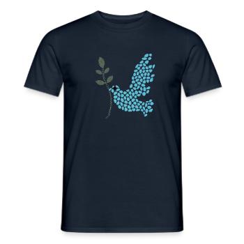 Pigeon avec branche d’olivier - T-shirt homme - marine - Devant - AI Model Male 178 light (178cm)