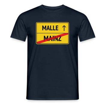 Mainz -> Malle - Männer T-Shirt - Navy - Vorne - AI Model Male 178 light (178cm)