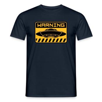 Warning Schild fliegende UFOs - Männer T-Shirt - Navy - Vorne - AI Model Male 178 light (178cm)