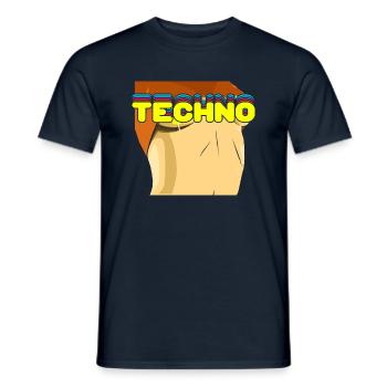 TECHNO Cool Retro DJ Techno Lover Designs T-Shirt - Männer T-Shirt - Navy - Vorne - AI Model Male 178 light (178cm)