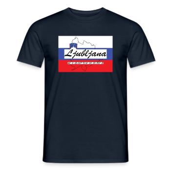 Ljubljana - Hauptstadt mit GPS & Flagge - Männer T-Shirt - Navy - Vorne - AI Model Male 178 light (178cm)