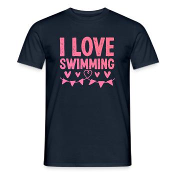 Ich liebe Schwimmen - Männer T-Shirt - Navy - Vorne - AI Model Male 178 light (178cm)