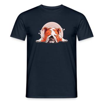 Dog Bulldog Animals Puppy Cute Dog Watercolor Art - Men's T-Shirt - navy - Front - AI Model Male 178 light (178cm)