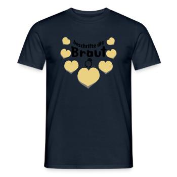 JGA lustiger Spruch Partyspiel beschrifte d. Braut - Männer T-Shirt - Navy - Vorne - AI Model Male 178 light (178cm)