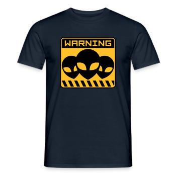 Warning Alien Design Shield - Men's T-Shirt - navy - Front - AI Model Male 178 light (178cm)