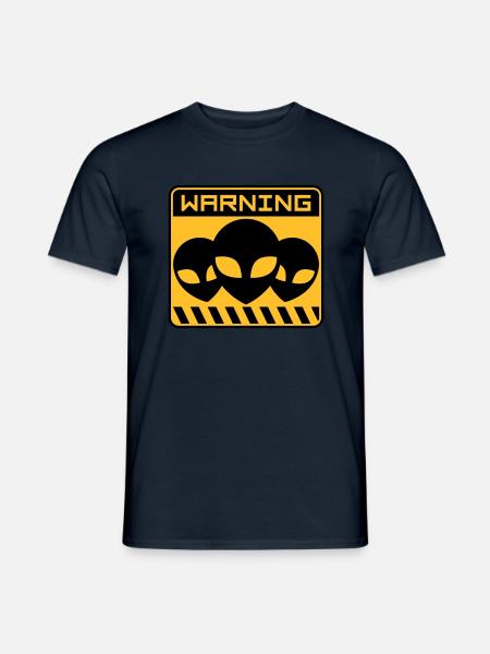 Warning Alien Design Schild - Männer T-Shirt - Navy