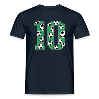 10 Birthday Football Green - Men's T-Shirt - navy - Front - AI Model Male 178 light (178cm)