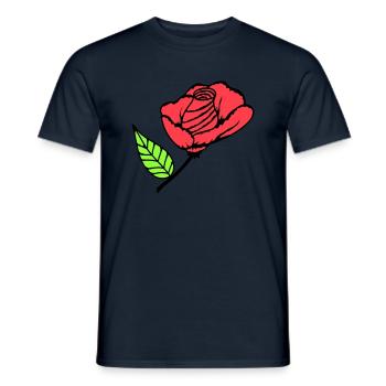 Jolie belle fleur de rose feuille roses romantique - T-shirt homme - marine - Devant - AI Model Male 178 light (178cm)