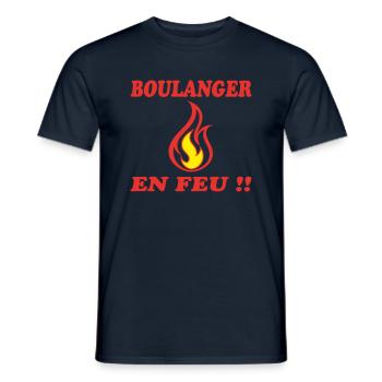 BOULANGER EN FEU !! - T-shirt homme - marine - Devant - AI Model Male 178 light (178cm)