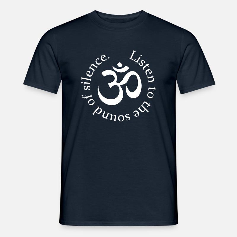 Urklang OM + Stille = Wirklichkeit * Sanskrit om - Männer T-Shirt - Navy