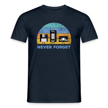 Disquettes et cassettes Never Forget Nostalgie - T-shirt homme - marine - Devant - AI Model Male 178 light (178cm)