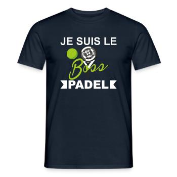Je suis le boss, padel. cadeau drôles padel sport - T-shirt homme - marine - Devant - AI Model Male 178 light (178cm)
