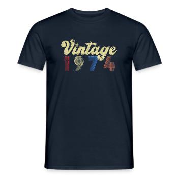 Vintage 1974 - T-shirt homme - marine - Devant - AI Model Male 178 light (178cm)