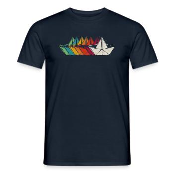 Paper Boat Captain - Men's T-Shirt - navy - Front - AI Model Male 178 light (178cm)