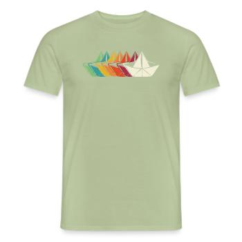 Capitaine de bateau en papier - T-shirt homme - vert sauge - Devant - AI Model Male 178 light (178cm)