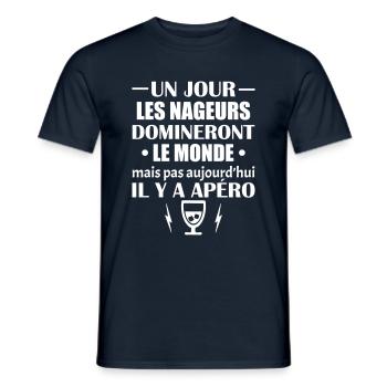 Un jour les nageurs domineront le monde, noël - T-shirt homme - marine - Devant - AI Model Male 178 light (178cm)