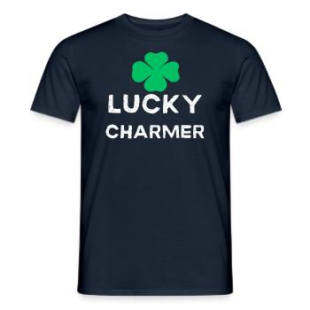 Vintage LUCKY CHARMER Kleeblatt Design St Patricks - Männer T-Shirt - Navy - Vorne - AI Model Male 178 light (178cm)