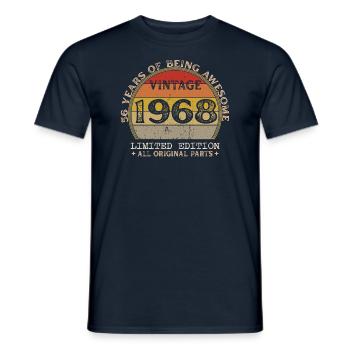 Né en 1968 - Vintage 1968 Anniversaire Rétro - T-shirt homme - marine - Devant - AI Model Male 178 light (178cm)