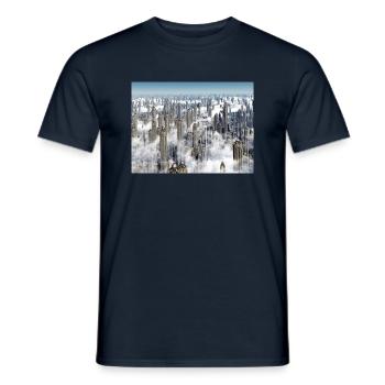 Des gratte-ciel futuristes dans une mégalopole - T-shirt homme - marine - Devant - AI Model Male 178 light (178cm)
