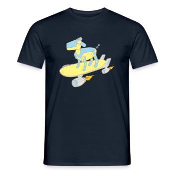 vintage dog robot skateboard - Men's T-Shirt - navy - Front - AI Model Male 178 light (178cm)